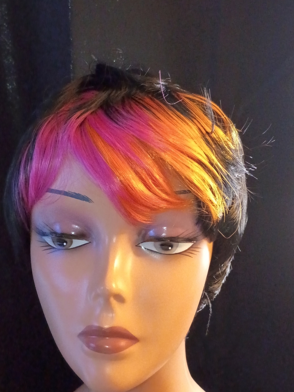 Short Layered Pixie Wig in Pink and Orange - Women Hair